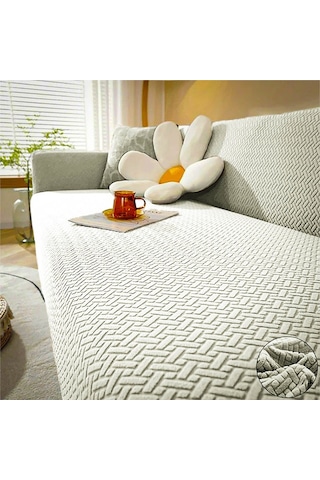 Tuğla Desen 3 Krem Kişilik Lastikli Kanepe Örtüsü Lastikli Koltuk Örtüsü Koltuk Kılıfı Krem