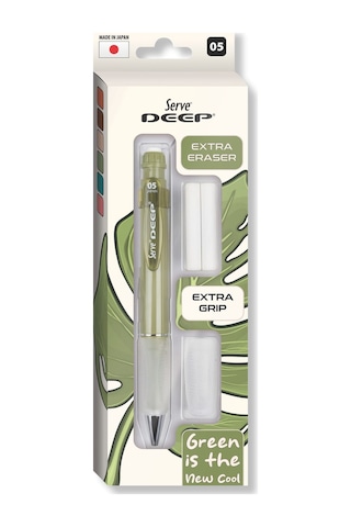 Serve Deep Versatil Kalem 05mm- Toprak Tonları - Yedekli Set Grip Ve Silgi Yaprak Yeşili Yaprak Yeşili