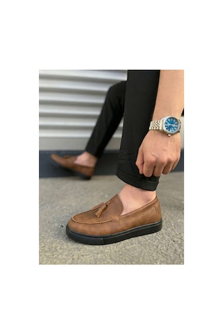DMR Elegance Jy153 Bloom Bağcıksız Püsküllü Cilt Erkek Günlük Spor Klasik Ayakkabı Cst - Taba