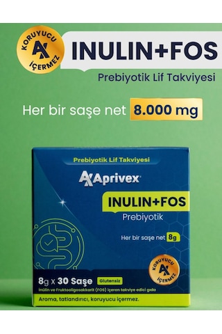 Aprivex Inulin + Fos Prebiyotik Lif Takviyesi 30 Günlük Saşe