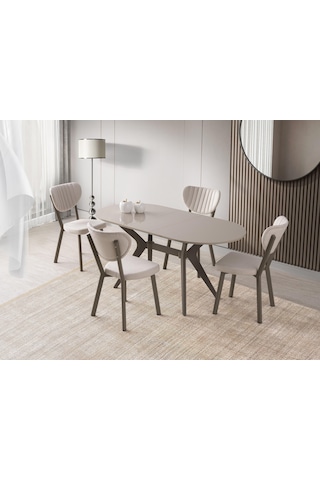 Star Capuccino Lak Panel Mutfak Masa Sandalye Takımı 82x138 Cappuccino