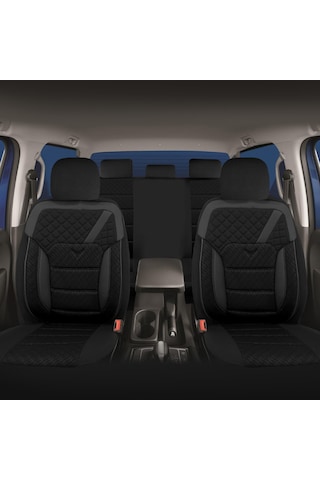 Minderland K1 - Volkswagen Caddy İle Uyumlu Koltuk Kılıfı, Tam Takım/siyah