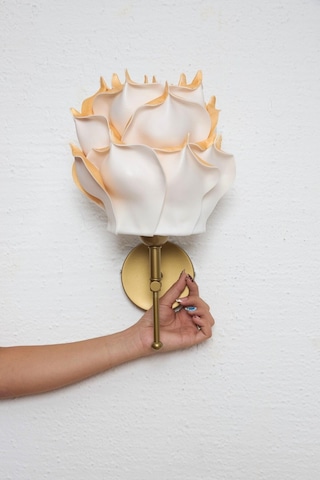 Dekor Yapay Eva Gül Üst Eskitme Gold-alt Eskitme Ledli Duvar Aydınlatması Aplik Eskitme Gold