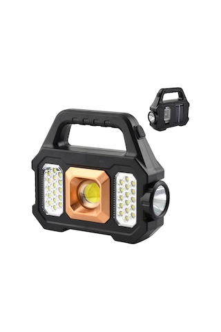 Xindoker Güneş Enerjili Çok Fonksiyonlu Fener: 500 Lumen Led, Su Geçirmez, Powerbank, Cob Yan Işık - Altın 2205a Altın