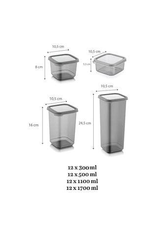 Meleni Home 48 Parça Çeyiz Seti - Etiketli Kare Erzak Saklama Kabı Kahvaltılık Çerezlik Baharatlık Bakliyat Kabı