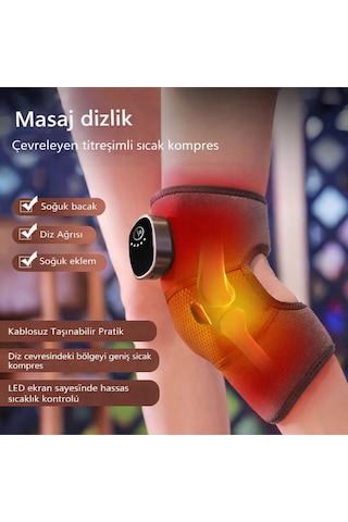 Glr Yc-906a Şarjlı Isıtmalı Diz Bandajı Isı Terapisi Masaj Aleti Gri