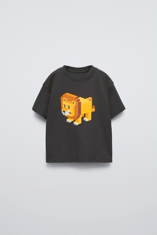 Erkek Çocuk 2d Çizim Aslan Karakter Baskılı T-shirt Çizgili Şort 2 Parça Altüst Takım Kahverengi