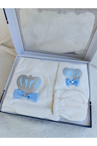 Yeni Doğan Erkek Bebek Prens Taçlı Hastane Çıkısı Seti