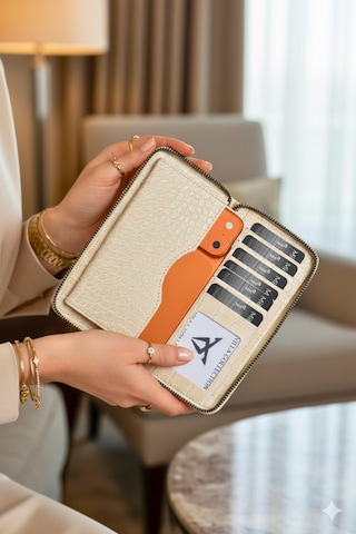 Vanilla Collection Telefon Bölmeli Timsah Desenli Fermuarlı Kadın Cüzdanı Bej Vegan Deri Bej