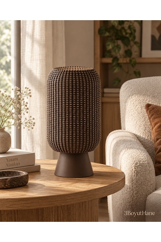 Modern Dekoratif Masa Lambası Salon Ve Yatak Odası İçin Abajur, 10 Renk Seçeneği, E14 Led Uyumlu Kahverengi