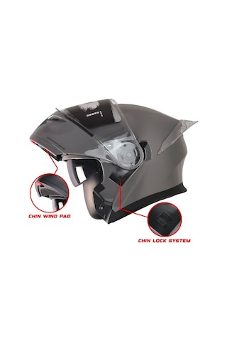 Fr-965 Nardo Motosiklet Kaskı Çene Açılır Güneş Vizörlü Motorcu Kask Siyah