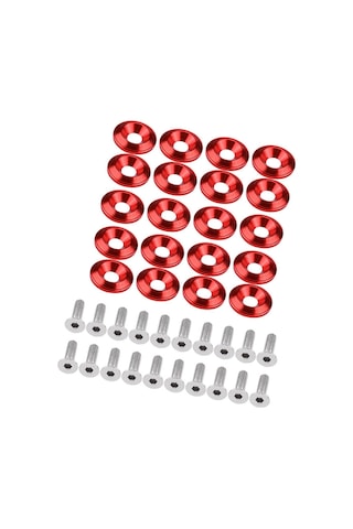 Kosona 20 Adet Kırmızı Otomobil Tampon/şerit Sabitleme Somunu Ve Cıvata Seti - Cnc Alüminyum, Dayanıklı, Evrensel Uyumlu, Dekoratif