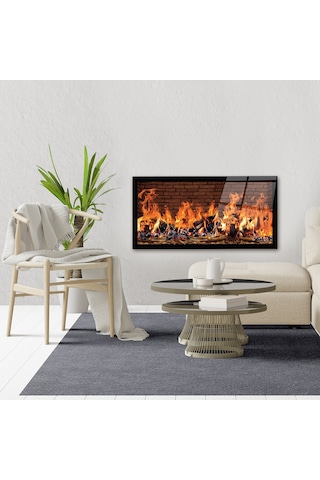 Decorita Cam Tablo | Taşlı Şömine Görünümlü