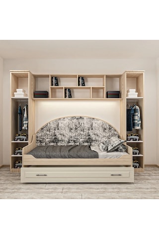 Modern Sedirli Genç Odası Takımı Mdf Antrasit