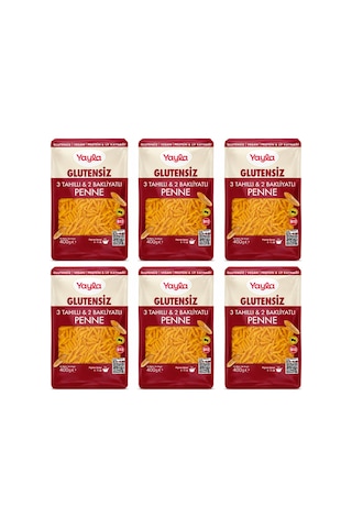 Yayla Glutensiz 3 Tahıllı & 2 Bakliyatlı Penne Makarna 400 Gr X 6 Lı Avantaj Paketi Protein & Lif Kaynağı