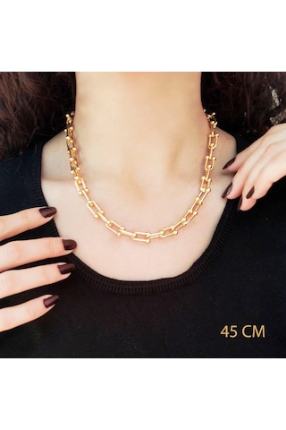 Çelik Zincir Kolye Altın Kaplama 7 Mm Tiffany Model Zn-147 Altın
