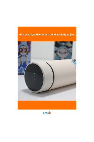 Dijital Göstergeli Paslanmaz Çelik Termos 500 Ml Çok Renkli