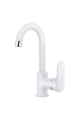 Bms Armatür Mercan Kuğu Lavabo Bataryası Mat Beyaz 368B