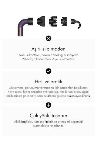 Dyson Supersonic r™ Saç Kurutma Makinesi Düz+Dalgalı (Jasper Plum)