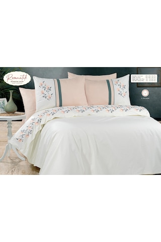 Capital Home Nakışlı Çift Kişilik Nevresim Takımı 100% Pamuklu Krem