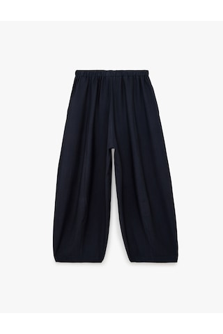 Koton Viskon Kumaş Beli Bağcıklı Loose Fit Cepli Balon Pantolon Lacivert 7wak40043pw