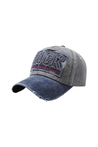 Tezzgelsin Unisex Eskitme Rock Nakışlı Ayarlanabilir Beyzbol Kep Şapka Gri