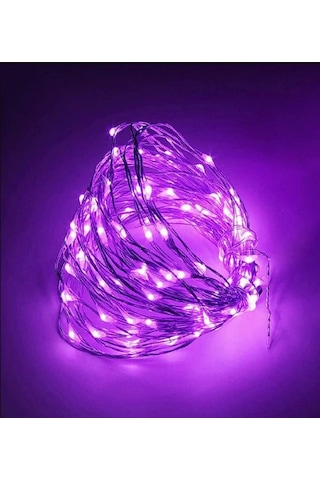 Ev Balkon Ve Parti İçin 10 Metre Pilli Mor Renk Peri Led Yılbaşı Süsü Işık Mor