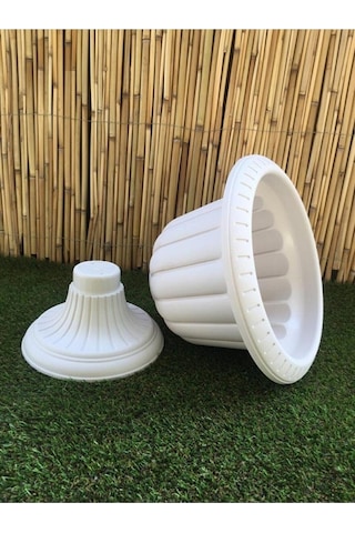 Nergis Saksı Krem 35x43 Cm 9,8 Lt Beyaz Ayaklı Plastik Saksı Bahçe Saksısı
