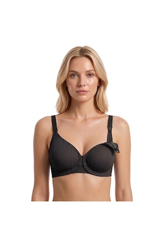 Cottonill Seamless Bra - Mavelle Siyah Lazer Kesim Klipsli Ve Çıtçıtlı Önü Açılabilir Emzirme Sütyeni