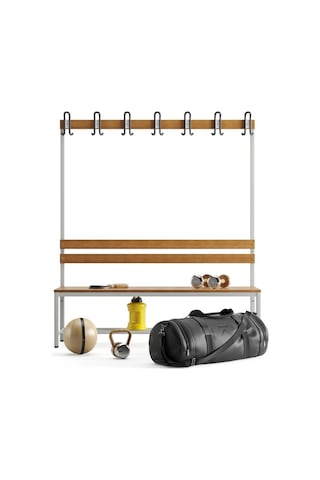 Ayakkabılıklı 4 Ayaklı Tek Taraflı Bank, Kanca Şeritli Bank, 7 Kanca, 150x43x170 Cm, Spor Bankı