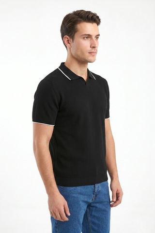 Baglan Erkek Spor Polo Yaka Triko Tişört Bgl-st05374 Siyah