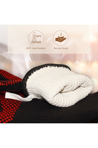 Xindoker Kırmızı 35cm 350 C Isı Dayanıklı Silikon Işılaklı Barbekü Eldiveni - Fırın, Mangal, Pişirme İçin Anti Kayma Isıl Koruma Eldiveni Çok Renkli