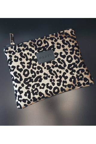 Meryy Collection Clutch Çanta Kadife Leopar Detaylı Leopar