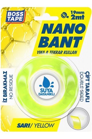 2 Metre Çok Güçlü Çift Taraflı Nano Bant Sarı