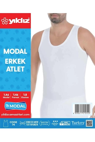 Yıldız Erkek Modal Likralı Askılı Atlet 70/74 - 6 Adet Beyaz