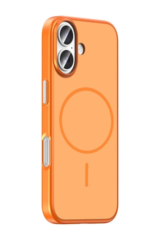 Apple iPhone Uyumlu 17 Kılıf M-safe Şarj Özellikli Zore Lora Pc Kapak - Turuncu