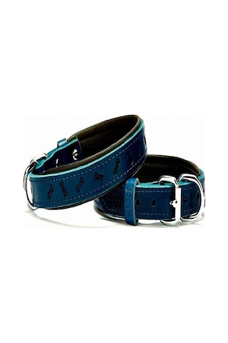 Doggie Kemik Desenli Deri Köpek Boyun Tasması Mavi Sbt-2035 M Mavi