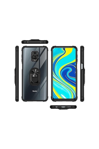 Redmi Note 9S Kenarlari Renkli Anti Sok Seffaf Yüzüklü Kilif 307190797 - Kampanya-Renk / Ekrani Tam Kaplayan Nano Koruyucu(+35)-Kirmizi
