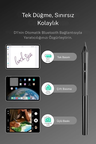Metapen Apple Uyumlu iPad Air 11 İle Uyumlu Profesyonel Avuç İçi Red Ve Eğim Duyarlı Bluetoothlu Tablet Kalemi Siyah
