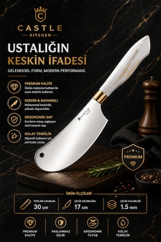 Papatya Serisi 3 Lü Mutfak Bıçağı Et Ekmek Sebze Mutfak Şef Bıçak Seti Lzl-263 Beyaz