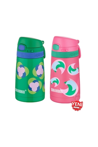 Shamobo 2li Set Pipetli Çelik Termos 350ml -6 Saat Isı Yalıtımı- Yeşil