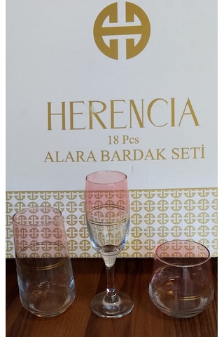 Alara 18 Parça Bardak Seti Pembe - Şeffaf Alara 18 Parça Bardak Seti Pembe - Şeffaf