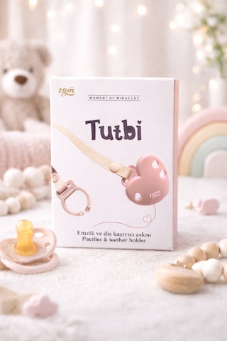 Tgm Baby Kalpli Emzik Askısı Ve Diş Kaşıyıcı Askısı Özel Taşıma Kablı Açık Pembe