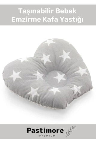 Premium Rahat Şık Taşınabilir Bebek Emzirme Kafa Yastığı Gri Bıngıldak Yastığı