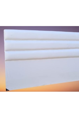 Başlık Dk Çift Kişilik 150'lık Model Suni Deri Beyaz Kumaş Dolgun Dilimli El Yapım