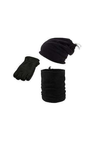 Kışlık Termal Polar Parmaksız Eldiven - Bere - Boyunluk 3'lü Set