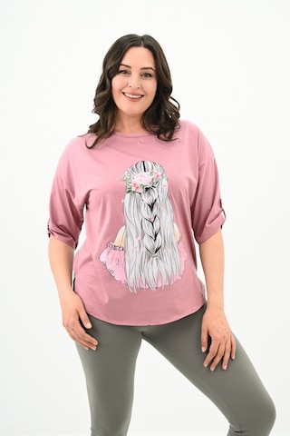 Kadın Büyük Beden Düşük Omuz Oversize T-shirt 1773-1-24 001