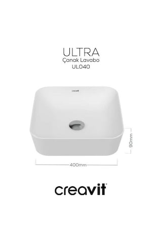 Creavit Ul040 Ultra Kare Çanak Lavabo Beyaz Mat 40 CM
