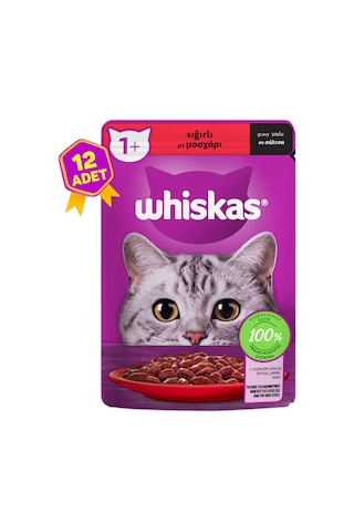 Whiskas Sığır Etli Pouch Yetişkin Kedi Konservesi 12 x 85 G