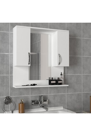 Dekorister Tiger Aynalı Banyo Etajer Beyaz Çok Renkli